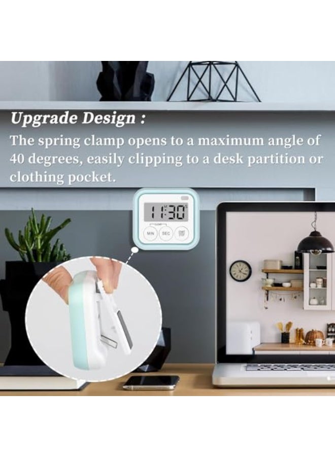 مؤقت، مؤقتات المطبخ للطهي، مؤقت الفصل الدراسي للأطفال والمعلمين، مؤقتات رقمية مغناطيسية، عبوة من قطعتين، أزرق - Image 5