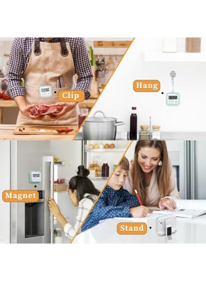 مؤقت، مؤقتات المطبخ للطهي، مؤقت الفصل الدراسي للأطفال والمعلمين، مؤقتات رقمية مغناطيسية، عبوة من قطعتين، أزرق - Image 4