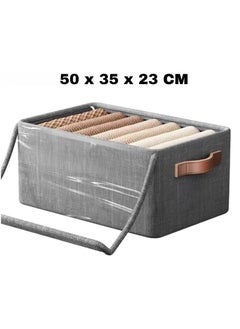 Cozy Nest Wardrobe Organizer with Metal Frame & Lid Set of 2 – Cationic Fabric Storage Basket for Clothes Durable Storage Box with Handles Ideal for Organizing Pants Jeans Sweaters (Extra Large_Grey)  - Image 4
