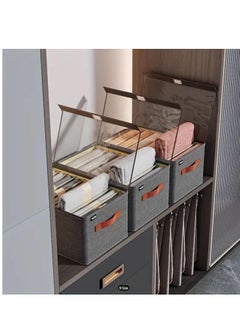Cozy Nest Wardrobe Organizer with Metal Frame & Lid Set of 2 – Cationic Fabric Storage Basket for Clothes Durable Storage Box with Handles Ideal for Organizing Pants Jeans Sweaters (Extra Large_Grey)  - Image 5