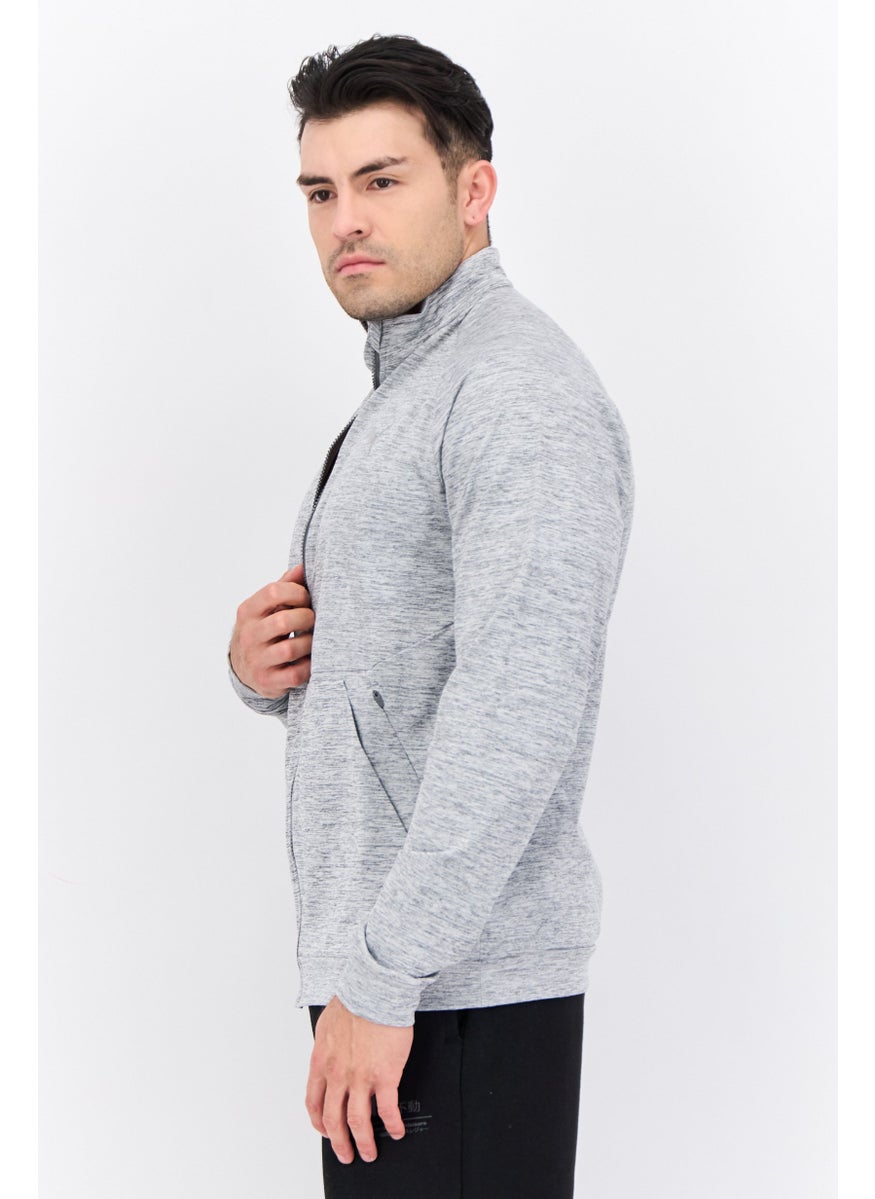 PUMA Men Sportswear Fit Full Zip Training Sweatshirts, Heather Grey  - Image 2