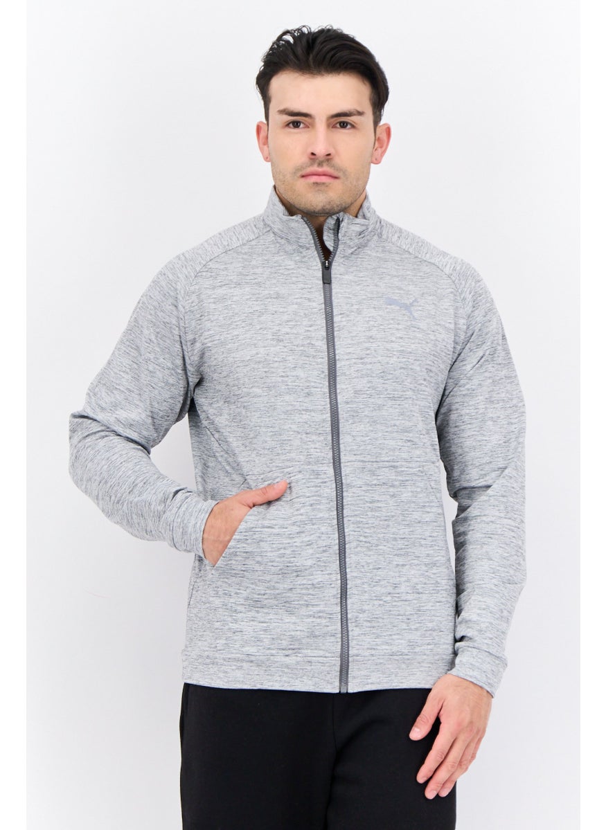 PUMA Men Sportswear Fit Full Zip Training Sweatshirts, Heather Grey  - Image 1