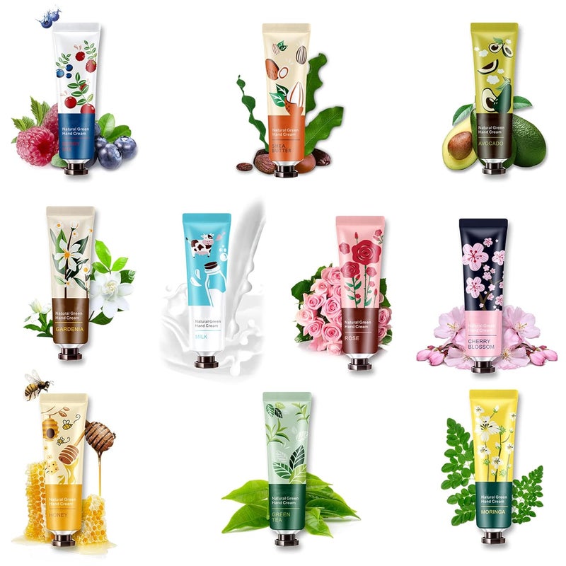 Fusang 10 Pack Natural Plant Fragrance Hand Cream for Dry HandsMoisturizing Hand Care Cream Hand Lotion Travel Gift SetTravel Size Hand Lotion Set for Men and Women30ml