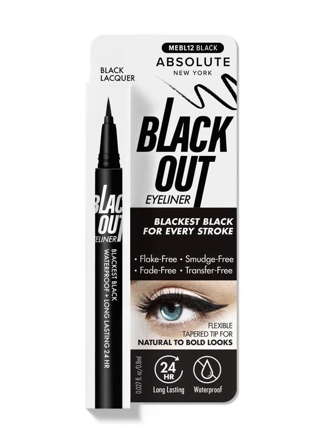 Absolute New York MEBL12 Black Out Eyeliner, Flexible Tapered Tip, Flake Free, Smudge Free  - Image 1