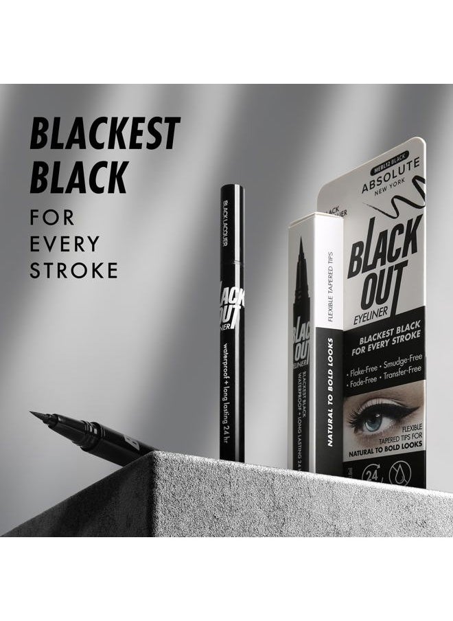 Absolute New York MEBL12 Black Out Eyeliner, Flexible Tapered Tip, Flake Free, Smudge Free  - Image 2