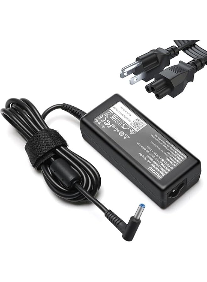 65W AC Laptop Charger for 13, 15, 17 Inch Laptops and X360 Series with Power Cord – Blue Tip Barrel Connector** - Image 1