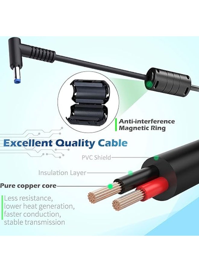 65W AC Laptop Charger for 13, 15, 17 Inch Laptops and X360 Series with Power Cord – Blue Tip Barrel Connector** - Image 3