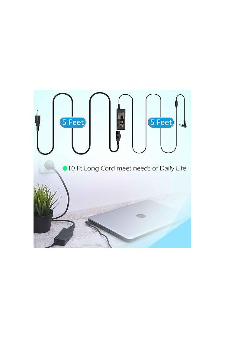 65W AC Laptop Charger for 13, 15, 17 Inch Laptops and X360 Series with Power Cord – Blue Tip Barrel Connector** - Image 5