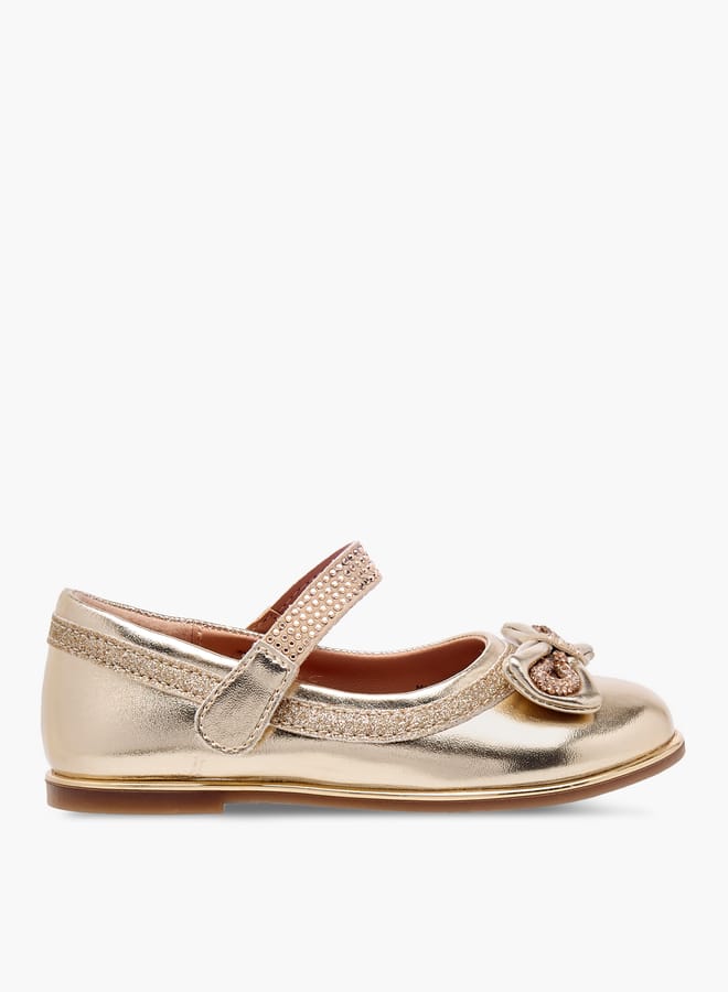 بيرفيت حذاء ماري جين للبنات مزين بفيونكة وإغلاق بشريط لاصق - Image 1