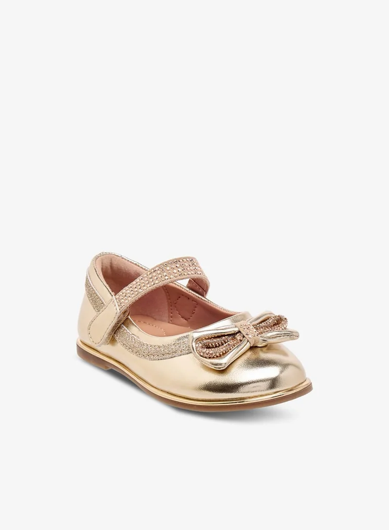 Barefeet Girls Bow Embellished Mary Jane Shoes with Hook and Loop Closure Ramadan Collection