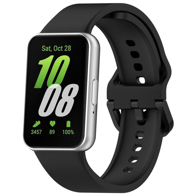 For Samsung Galaxy Fit 3 Colorful Flat Buckle Silicone Sports Watch Band(Black) - Image 1