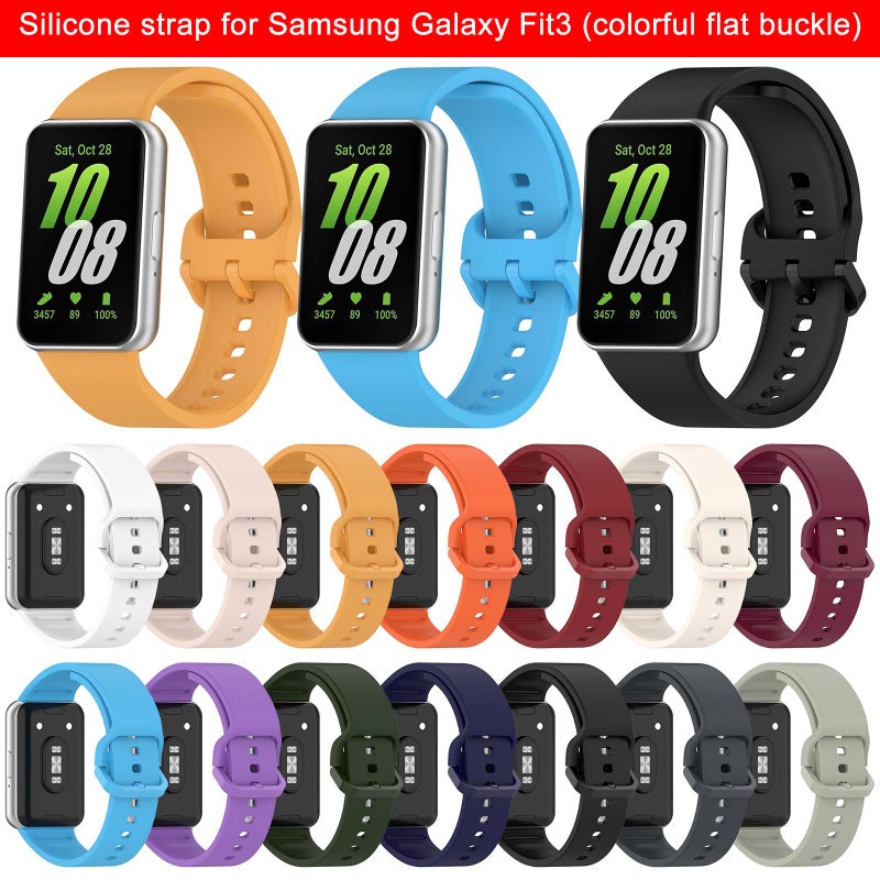 For Samsung Galaxy Fit 3 Colorful Flat Buckle Silicone Sports Watch Band(Black) - Image 4