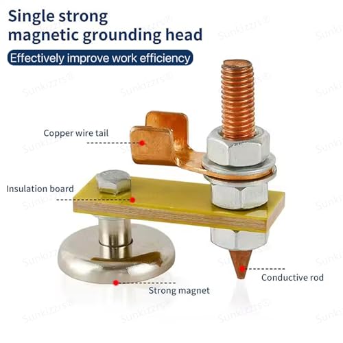 Sunkizzrs® Magnetic Welding Fix Ground Clamp — Welding Magnet Head — Strong Magnetic Weldings Support Auto Bodywork Spotter Tools for Electric Welding Ground Clamp Spotter Connector - Image 2
