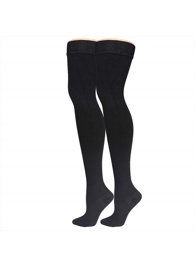 Truform - Compression Socks, 20-30 mmHg, Men's Dress Socks, Thigh High Over Knee Length, Black, X-Large - Image 1