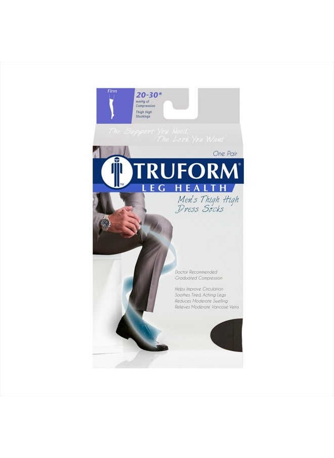 Truform - Compression Socks, 20-30 mmHg, Men's Dress Socks, Thigh High Over Knee Length, Black, X-Large - Image 1
