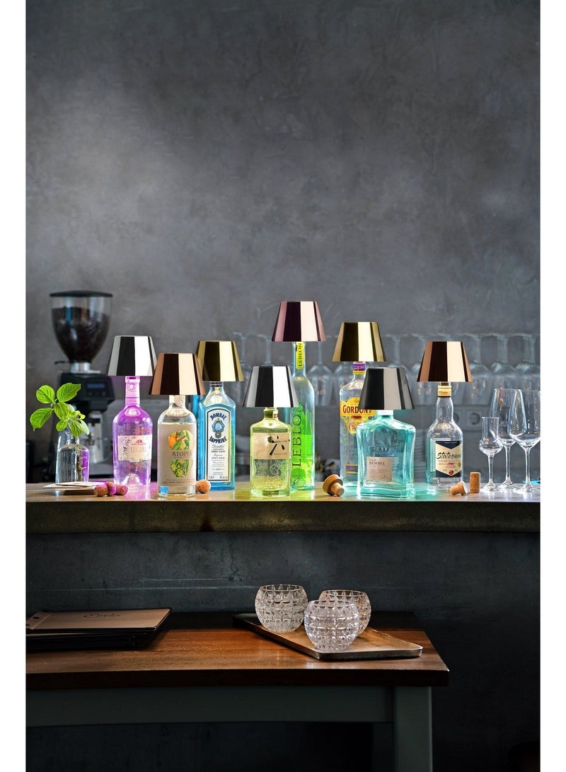 Sompex Top 2.0 Bottle Table Lamp (Glossy finish) | indoor & outdoor use | IP 44 Splashproof | 3 metallic colours | Stepless touch with dimmable and memory functions | 12.5x11 cm - Chrome - Image 2