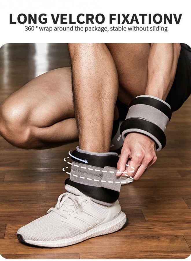 JoyousSto 2Pcs Ankle Weights Leg Arm Weights Wrist Weights Set with Adjustable Strap for Jogging, Gymnastics, Aerobics, Physical Therapy,Foot Exercise Training Workout 2KG(each 1kg) Pair, Black - Image 5