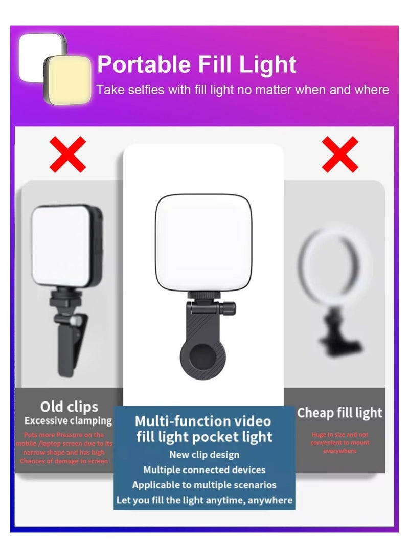 Selfie Light for Mobile - Dimmable 3000-9900K Ring Light for Phone, Rechargeable LED Camera Light for Video Shooting, Laptop Light for Video Conferences (White, Warm Light) - Image 2