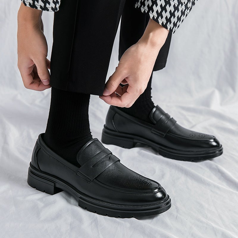 Plus Size Low-Top Fashion Casual Leather Shoes British Style Men'S Thick-Soled Slip-On Lazy Business Dress Trendy Shoes - Image 5