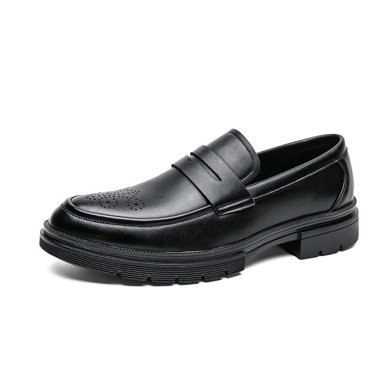 Plus Size Low-Top Fashion Casual Leather Shoes British Style Men'S Thick-Soled Slip-On Lazy Business Dress Trendy Shoes - Image 1