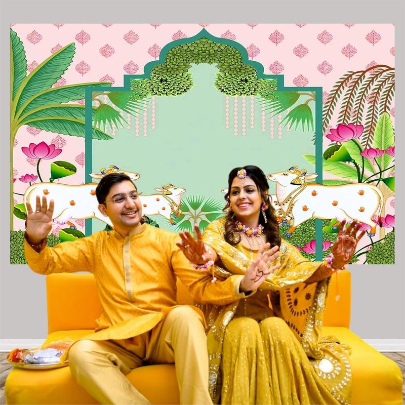 Party Baazaar Pichwai Backdrop Cloth | Cow Backdrop Cloth for Decoration | House Warming Decoration Backdrop (Pack of 1, Multicolor, Size: 8x5 Feet) - Image 3