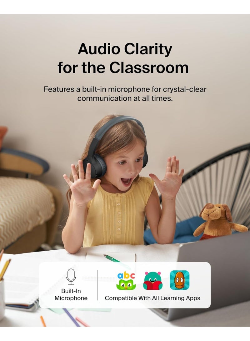 Belkin SoundForm Mini Kids Wireless Headphones with Built-In Microphone, 30H of Playback Time, & Fun Stickers - Over-Ear Headsets for Online Learning, School, Travel, iPhone, iPad, Galaxy - Black black - Image 5