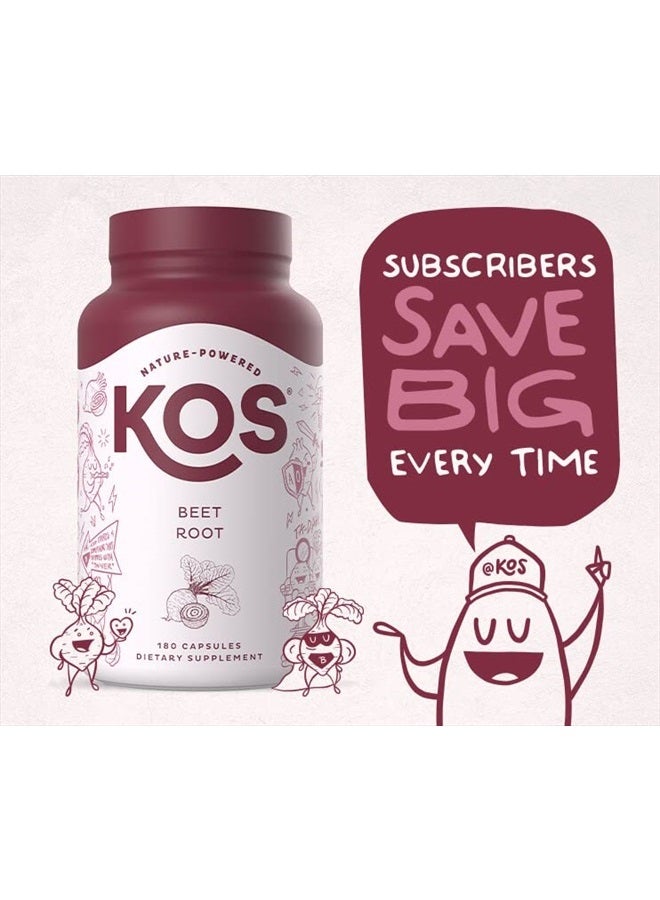 KOS Organic Beet Root Capsules 1500mg - Natural Nitric Oxide Booster Superfood Powder - Supports Healthy & Active Lifestyle - 180 Capsules - Image 2
