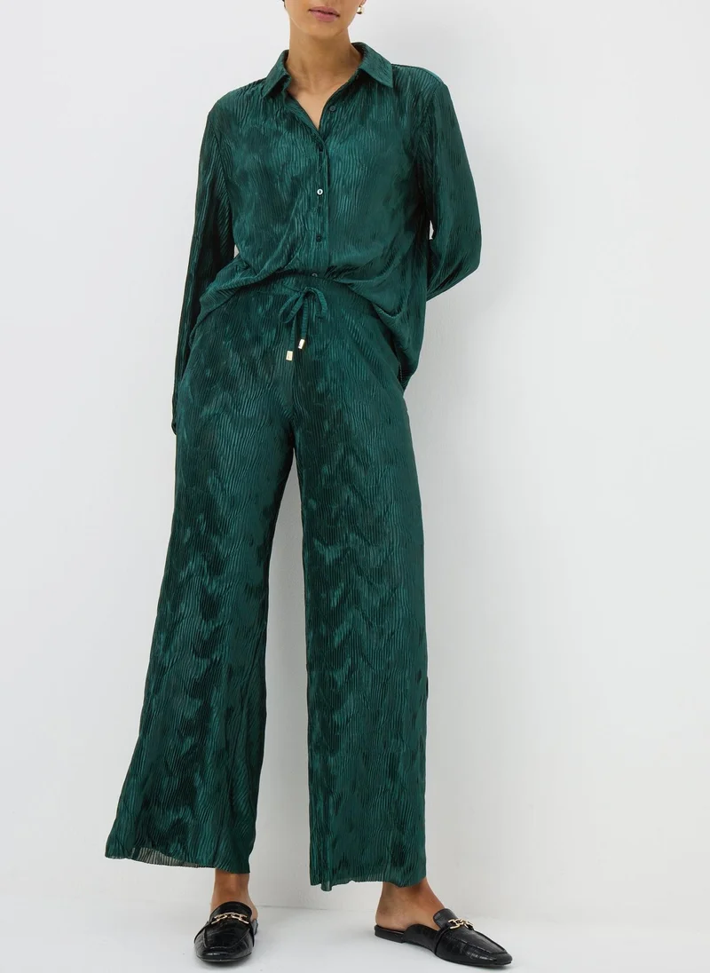 Matalan Green Crinkle Plisse Co Ord Wide Leg Trousers