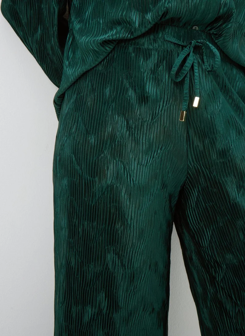 Matalan Green Crinkle Plisse Co Ord Wide Leg Trousers
