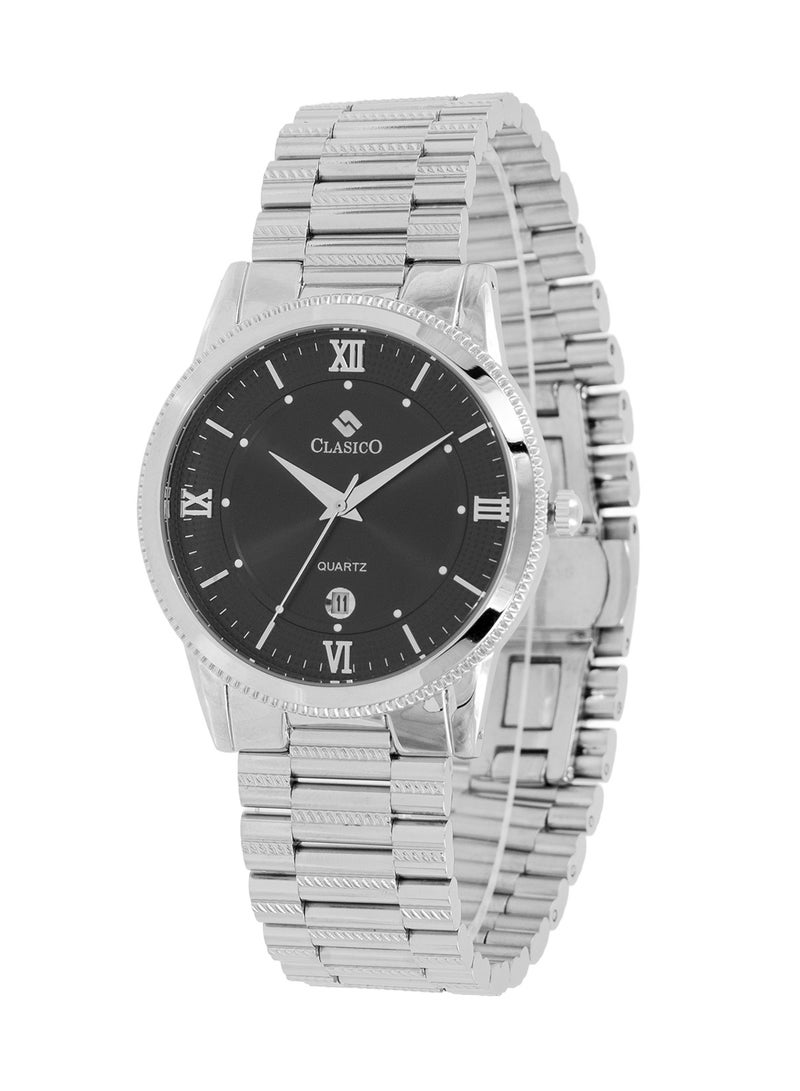 Clasico ساعة فليماستر للرجال كرونوغراف إصدار فضي أسود | حركة كوارتز إليت Y121 | مقاومة للماء بقرص دائري | أحزمة من الفولاذ المقاوم للصدأ - Image 2