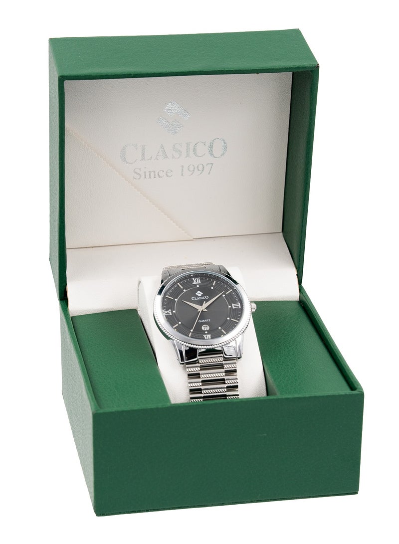 Clasico ساعة فليماستر للرجال كرونوغراف إصدار فضي أسود | حركة كوارتز إليت Y121 | مقاومة للماء بقرص دائري | أحزمة من الفولاذ المقاوم للصدأ - Image 4