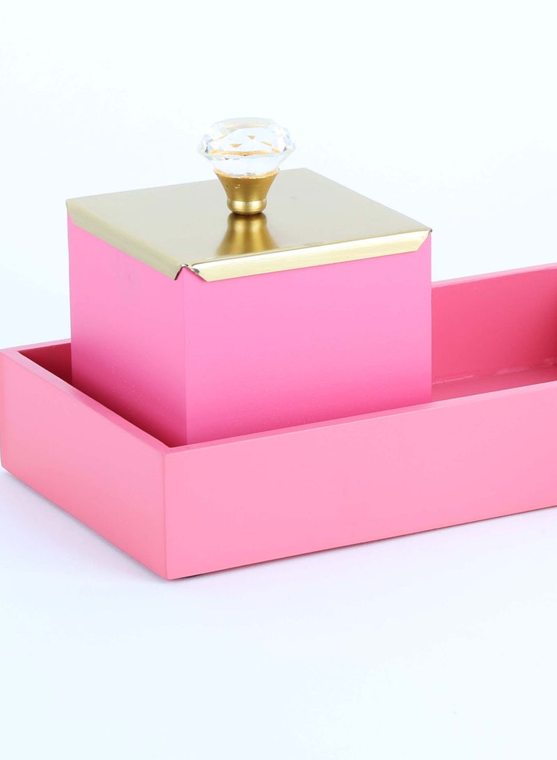 Snack Serving Tray, 8.5" Dry Fruit Container Box with Tray with Lid, Nut and Candy Storage Organiser for Kitchen, Storage Organiser for Dried Fruits, Cashew Nuts storage (Pink) - Image 1