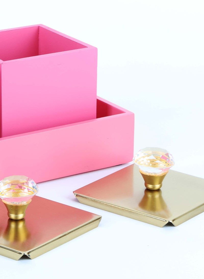 Snack Serving Tray, 8.5" Dry Fruit Container Box with Tray with Lid, Nut and Candy Storage Organiser for Kitchen, Storage Organiser for Dried Fruits, Cashew Nuts storage (Pink) - Image 3