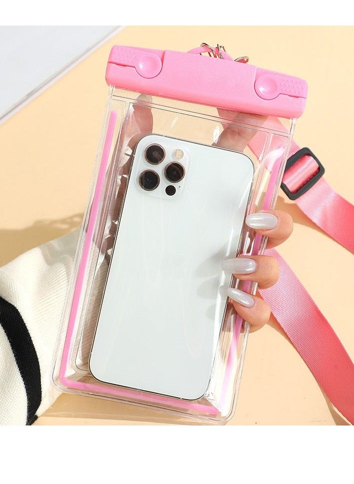 جراب هاتف مقاوم للماء باللون الوردي متوافق مع iPhone 12/13/14/15 Pro Max S22 S23 Ultra - Image 1