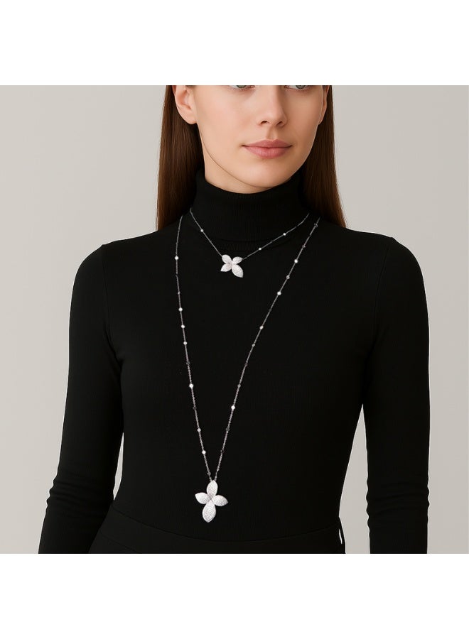 Elegant Pave Four-Point Pendant Long Necklace for Women – Sparkling Statement Jewelry for Evening and Daily Wear - Image 1