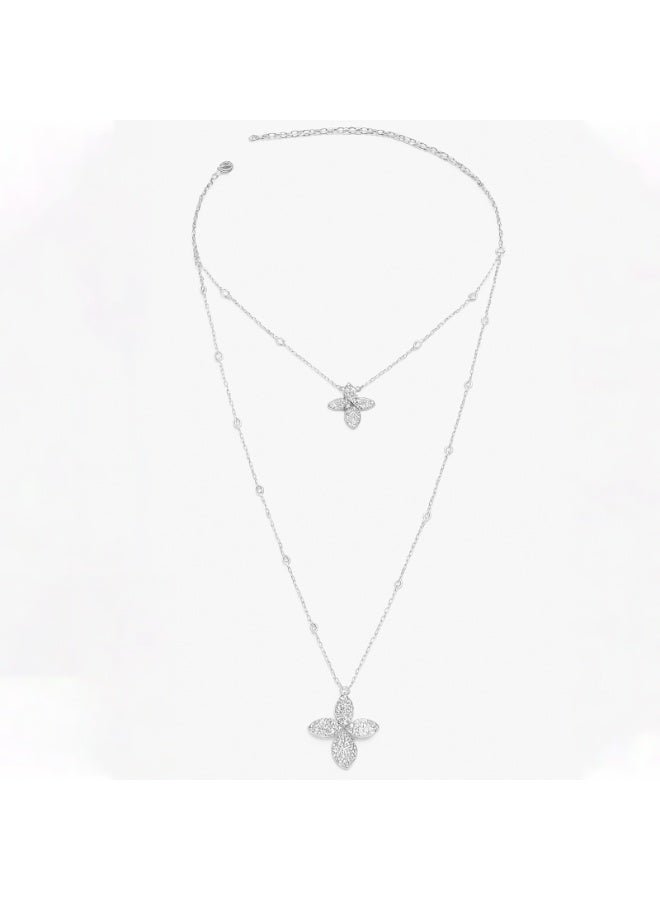 Elegant Pave Four-Point Pendant Long Necklace for Women – Sparkling Statement Jewelry for Evening and Daily Wear - Image 2