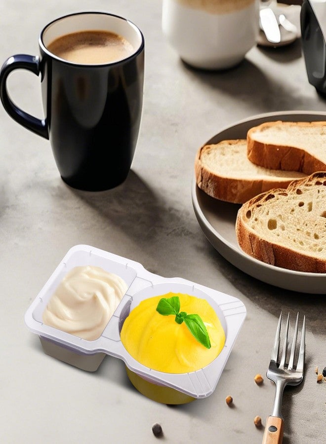 Evmliy 15 Sets Snack Containers, Reusable Double 2 Compartment Condiment with lids for Sauces Dipping,Disposable and Ideal On the Go Or Grab to Pack - Image 2