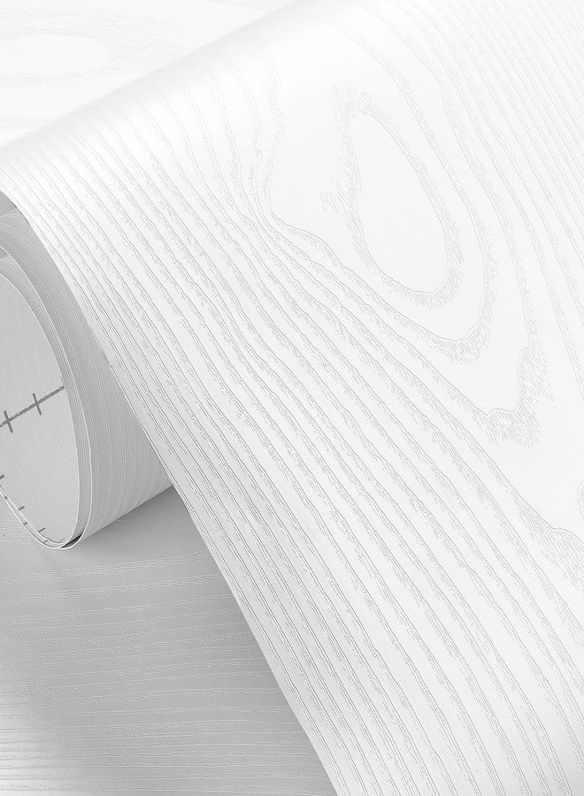 LaCheery Thick White Wood Grain Contact Paper Waterproof Oak Wood Look Contact Paper for Countertops Cabinets Peel and Stick Wallpaper White Wooden Vinyl Wrap for Desk Table Top Removable 15.8"x80" - Image 1