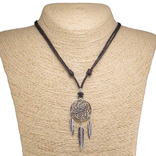 BlueRica Dreamcatcher on Adjustable Black Cord Necklace (Chrome Finish) - Image 2