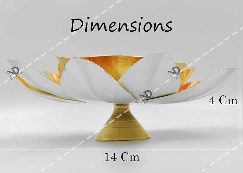 Innovera Design Brass Iron Decorative LotusKamal Shaped Akhand Diya 55 inches Wide for Dcor for Pooja GharMandir with Movable Leafs Pack of 4 - Image 2
