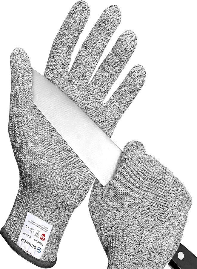 Schwer ANSI A9 Cut Resistant Gloves, Food Grade Reliable Cutting Gloves, Mandoline Gloves for Kitchen Meat Cutting, Oyster Shucking, Fish Fillet Processing, Mandoline Slicing (Grey, L, 2 pairs) - Image 1