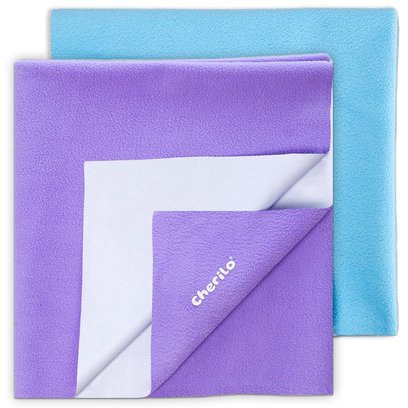 Cherilo Cherilo Waterproof Baby Bed Protector Sheet Combo, Small (Violet + Sky Blue) - Image 1