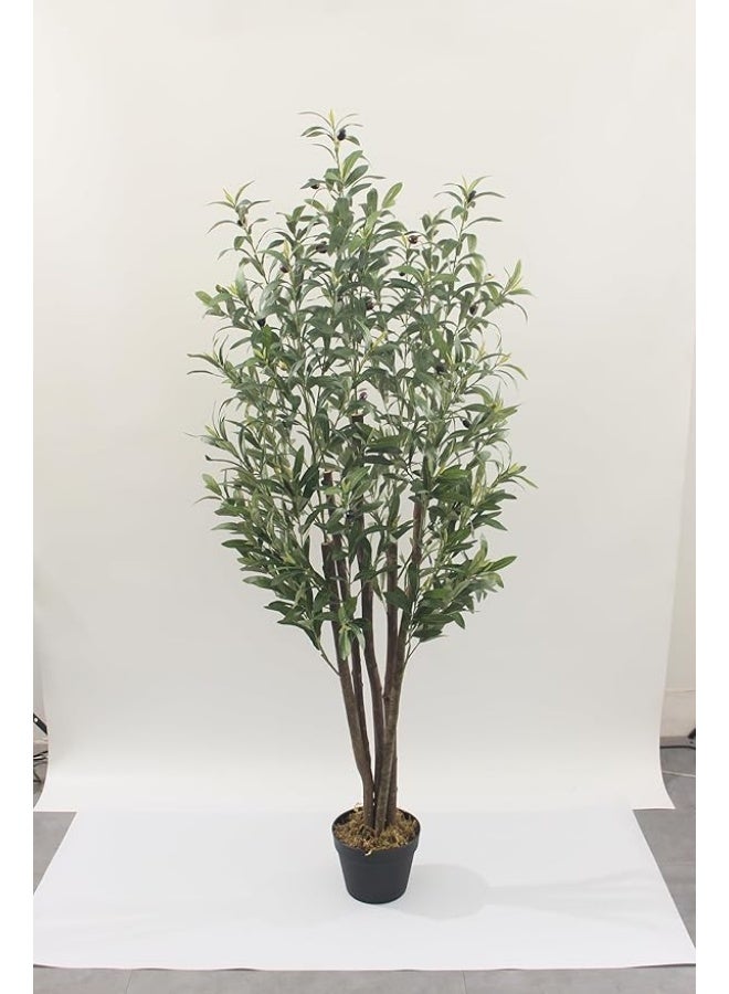 MARCOLO Artificial Olive Tree in Black Pot, Faux Potted Plant with Realistic Leaves and Olives, Indoor Decor (150cm) - Image 4