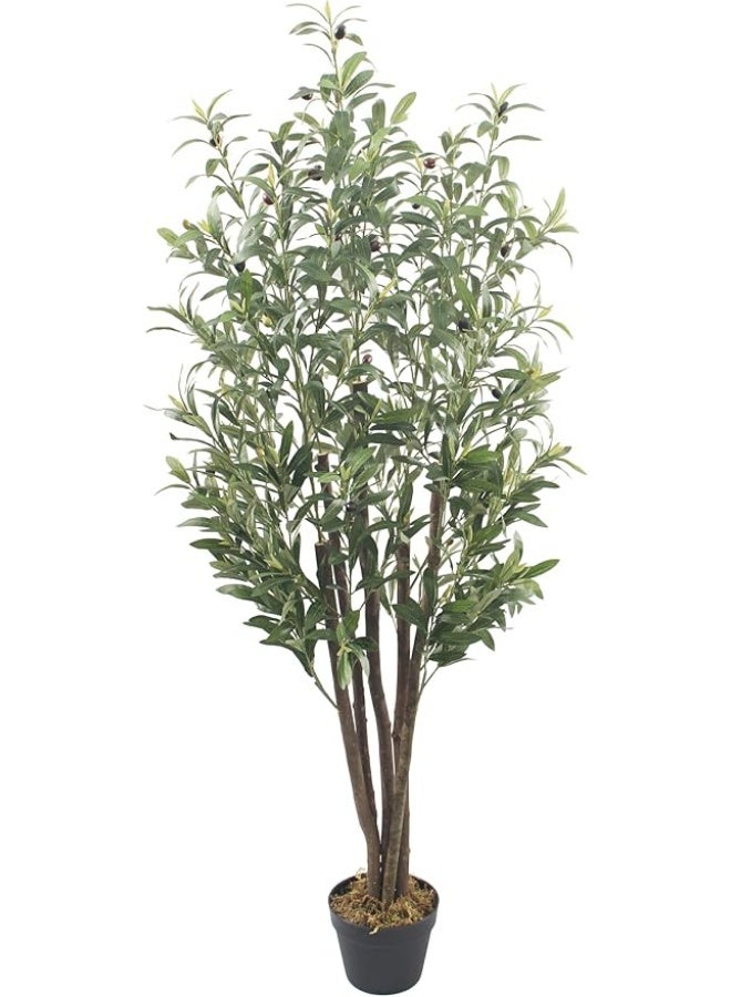 MARCOLO Artificial Olive Tree in Black Pot, Faux Potted Plant with Realistic Leaves and Olives, Indoor Decor (150cm) - Image 1
