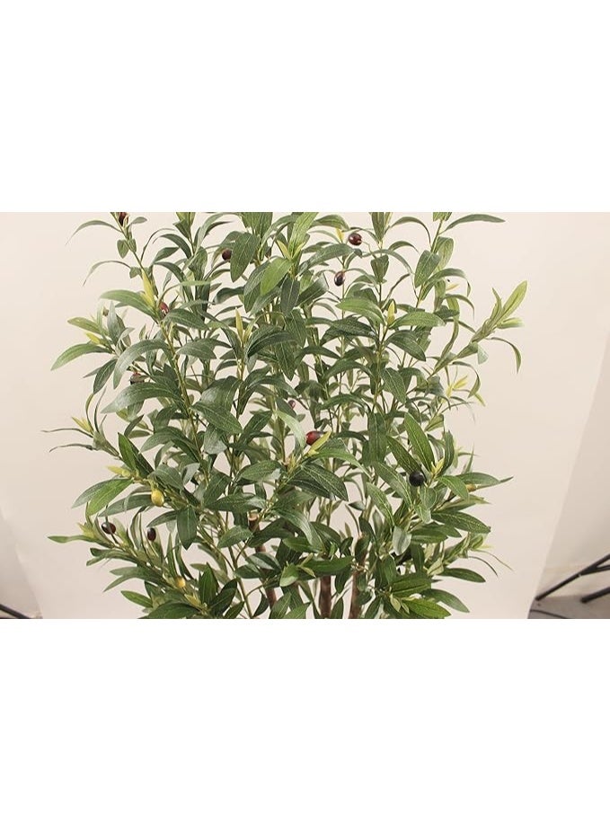 MARCOLO Artificial Olive Tree in Black Pot, Faux Potted Plant with Realistic Leaves and Olives, Indoor Decor (150cm) - Image 2