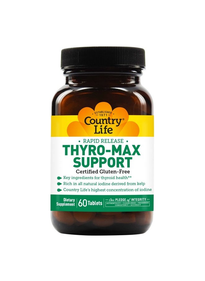 Country Life Thyromax Support Rapid Release Key Ingredients For Thyroid Health 60 Tablets Certified Gluten Free Certified Vegan  - Image 2