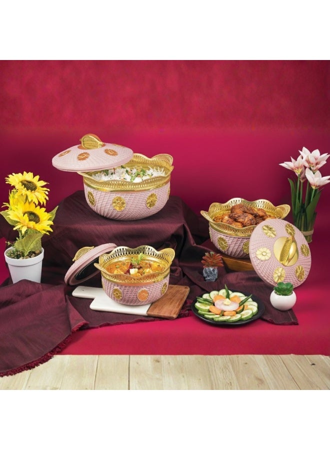 SEAGULL Blossom Hotpot Casserole Set – 3 Pieces (1L, 2L, 3L) | Insulated Plastic Outer Body with Stainless Steel Inner | Keeps Food Hot & Fresh - Image 2