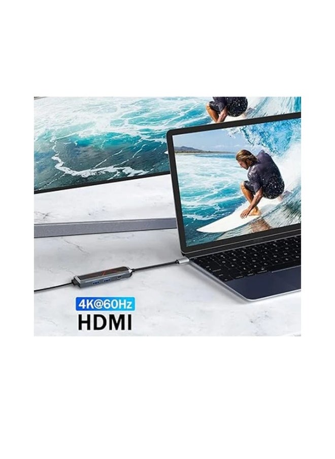 ريدراجون موزع USB-C 4 في 1 مع موزع HDMI بدقة 4K وتردد 60 هرتز، وشحن PD بقوة 100 وات، ومنفذي USB-A 3.0 بسرعة 5 جيجابت في الثانية، وإضاءة RGB، وقاعدة توصيل من الألومنيوم لأجهزة MacBook Pro/XPS/Dell  - Image 5