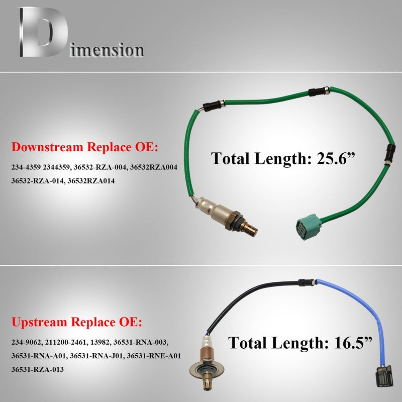 TINJO Oxygen Sensor Upstream & Downstream O2 Sensor for 2007-2009 Honda CR-V 2.4L - 2PCS Replacement - Image 3