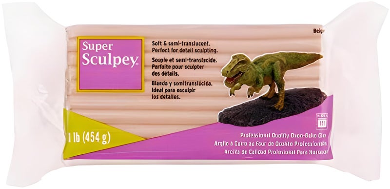 Sculpey Super Polymer Clay: Beige - 1 lb Pack - Soft Oven Bake Clay, Non-Toxic, Created for Advanced Sculptors-Artists-Model Makers-Movie Studios - Image 1